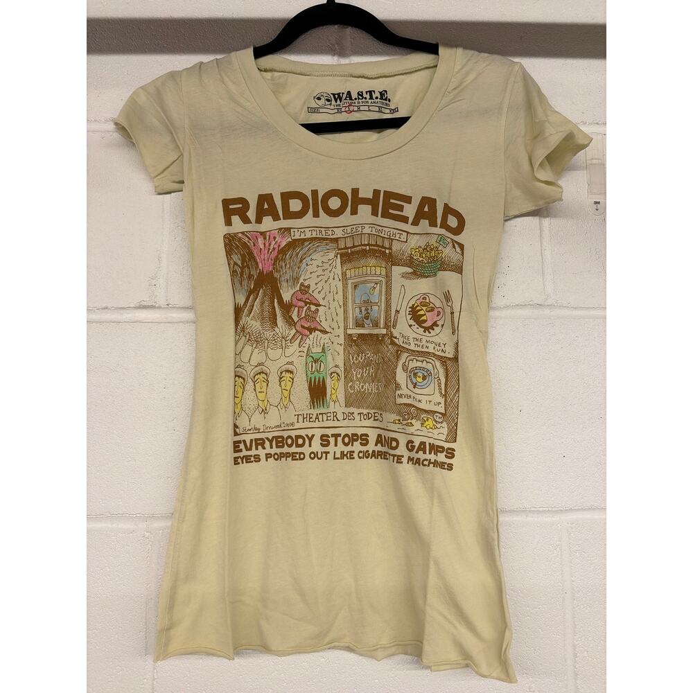 Small new radiohead band merch graphic womens waste W.A.S.T.E cigarette machines